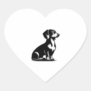Pegatina En Forma De Corazón Copia de dibujo de Dachshund vintage de perro de c
