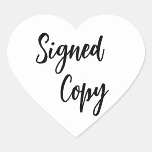 Pegatina En Forma De Corazón Copia firmada en negro y blanco
