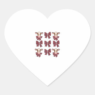 Pegatina En Forma De Corazón Coquette Bow Navidades Highland Cow Santa Cute Xma