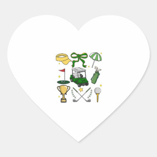 Pegatina En Forma De Corazón Coquette de Golf Preppy