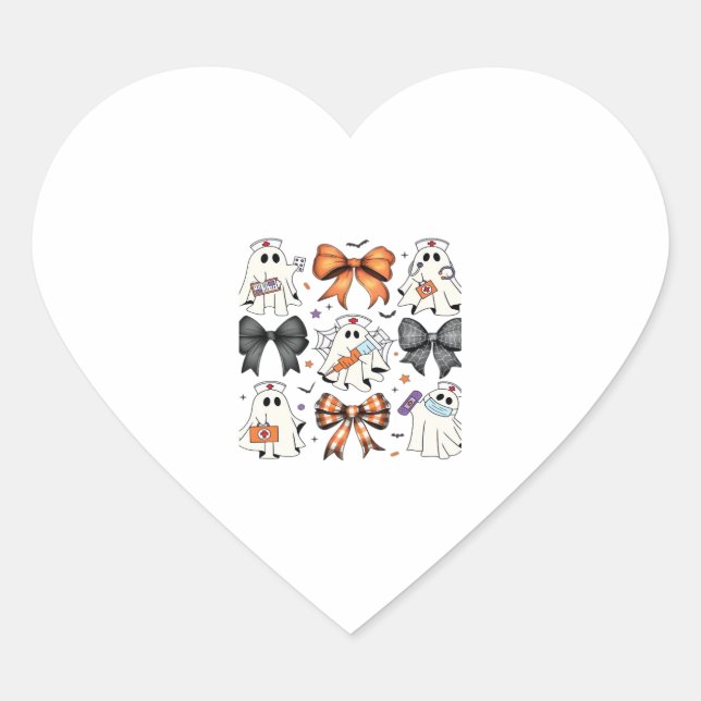 Pegatina En Forma De Corazón Coquette Halloween Ghost Nurse Classic T-Shirt (Anverso)