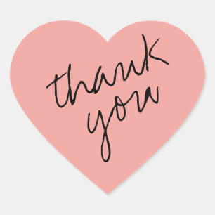 Pegatina En Forma De Corazón Coral suave - Corazón rosado Gracias Pegatina