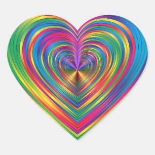 Pegatina En Forma De Corazón Corazón arcoiris