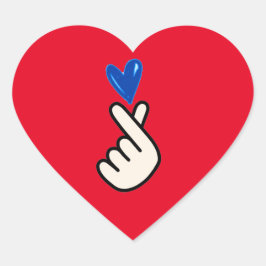 Pegatina En Forma De Corazón Corazón azul azul de mano K-pop coreano