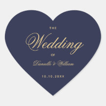 Corazón Boda dorado azul marino elegante caligrafí