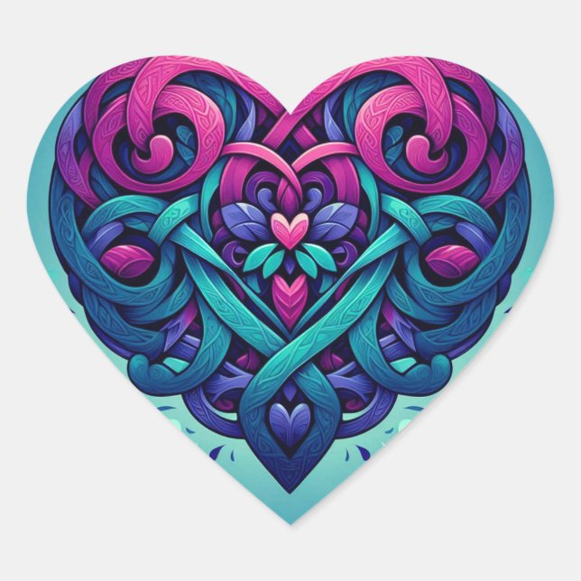 Pegatina En Forma De Corazón Corazón celta cyan (Anverso)