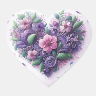 Pegatina En Forma De Corazón Corazón con efecto de desplazamiento pastel