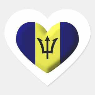 Pegatina En Forma De Corazón Corazón de bandera de Barbados