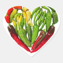 Pegatina En Forma De Corazón Corazón de chile verde picante picante