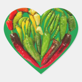 Pegatina En Forma De Corazón Corazón de chile verde picante picante
