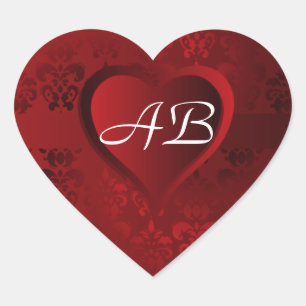 Pegatina En Forma De Corazón Corazón de Damasco Rojo