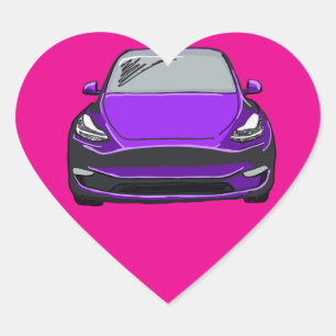 Pegatina En Forma De Corazón Corazón de dibujos de coches de vehículo eléctrico