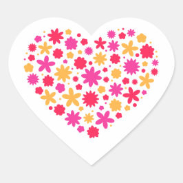 Pegatina En Forma De Corazón Corazón de flores - Encantador regalo para los ama