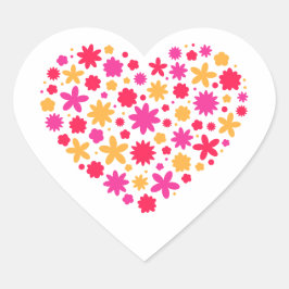 Pegatina En Forma De Corazón Corazón de flores - Encantador regalo para los ama