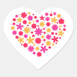 Pegatina En Forma De Corazón Corazón de flores - Encantador regalo para los ama