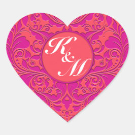 Pegatina En Forma De Corazón Corazón de frambuesa y damasco magenta de HeartyPa