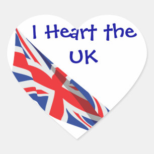 Pegatina En Forma De Corazón Corazón de la bandera británica/de la Unión Jack