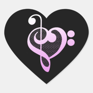 Pegatina En Forma De Corazón Corazón de músico de música rosa