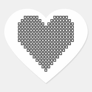 Pegatina En Forma De Corazón Corazón de píxel negro