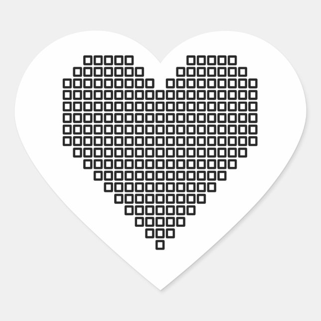 Pegatina En Forma De Corazón Corazón de píxel negro (Anverso)