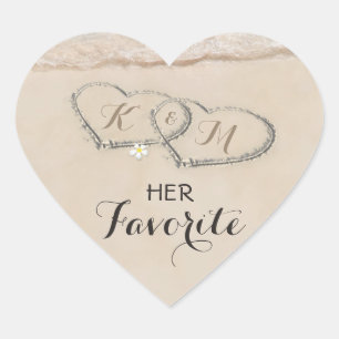 Pegatina En Forma De Corazón Corazón de Playa Tropical Boda en la Orilla Su F