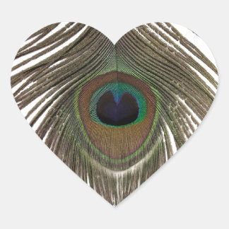 Pegatina En Forma De Corazón Corazón de plumas de pavo real