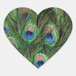 Pegatina En Forma De Corazón Corazón de plumas de pavo real