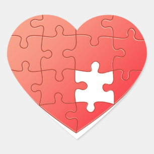 Pegatina En Forma De Corazón Corazón de rompecabezas