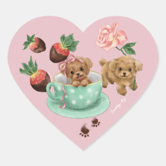 Pegatina En Forma De Corazón Corazón de San Valentín de Caniche