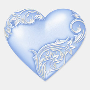 Pegatina En Forma De Corazón Corazón Deslizante Cornflower Azul con blanco