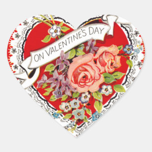 Pegatina En Forma De Corazón Corazón Día de San Valentín Vintage