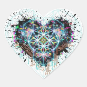 Pegatina En Forma De Corazón Corazón Digital Geometría Sagrada Diseño de Corazó