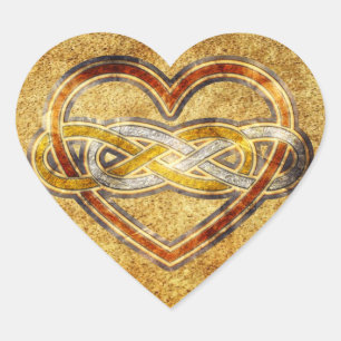 Pegatina En Forma De Corazón Corazón doble del infinito del símbolo bicolor