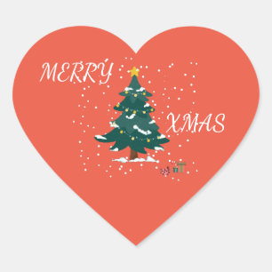 Pegatina En Forma De Corazón Corazón Feliz Navidad