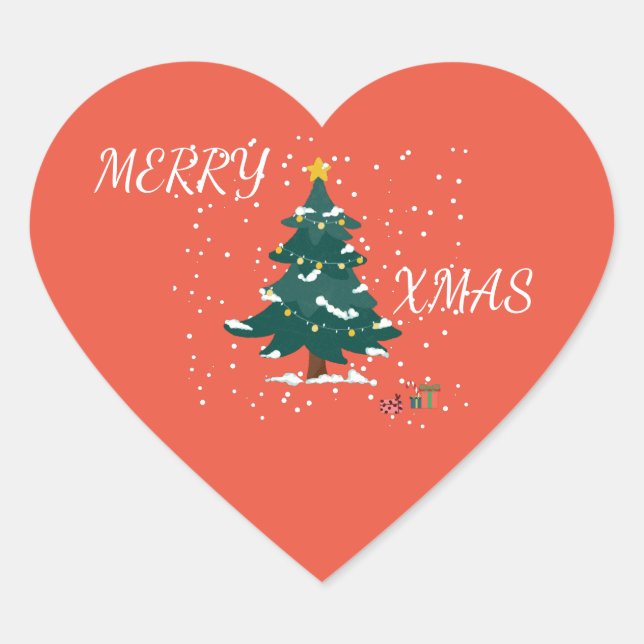 Pegatina En Forma De Corazón Corazón Feliz Navidad  (Anverso)