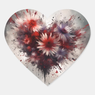 Pegatina En Forma De Corazón Corazón florido