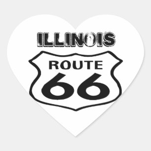 Pegatina En Forma De Corazón Corazón gastado de Illinois del estado de la ruta