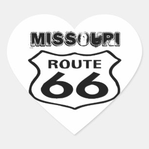 Pegatina En Forma De Corazón Corazón gastado de Missouri del estado de la ruta