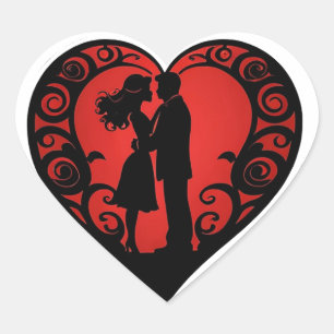 Pegatina En Forma De Corazón Corazón Grande Con Bordes De Remolino Elegantes