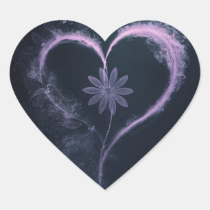 Pegatina En Forma De Corazón Corazón húmedo morado: un diseño floral conceptual