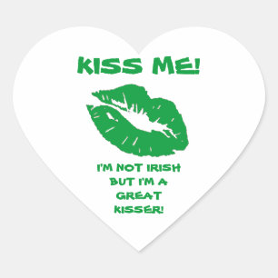 Pegatina En Forma De Corazón Corazón Mí-Verde del beso del irlandés del beso