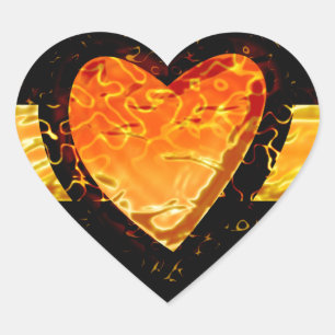 Pegatina En Forma De Corazón Corazón naranja elegante día de San Valentín en ne