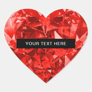 Pegatina En Forma De Corazón Corazón Personalizado de Diamante y Rubí