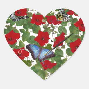 Pegatina En Forma De Corazón Corazón Petunia Rojo Con Pincel De Pintura
