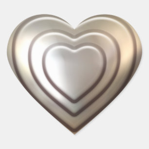 Pegatina En Forma De Corazón Corazón plateado Grabado en relieve