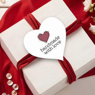 Pegatina En Forma De Corazón Corazón rojo abstracto moderno hecho a mano con ci