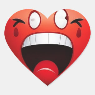 Pegatina En Forma De Corazón Corazón Rojo Asustado con Cara de Dibujos Animados