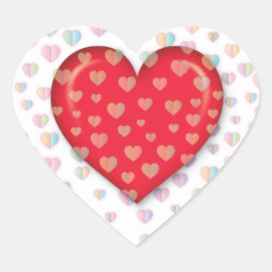 Pegatina En Forma De Corazón Corazón rojo con patrón de lunares clásico redondo