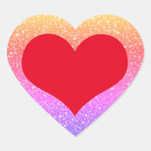 Pegatina En Forma De Corazón Corazón Rojo Día de San Valentín Rosa Dorado Brill