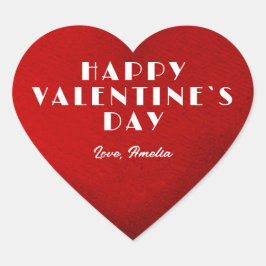 Pegatina En Forma De Corazón Corazón rojo romántico con nombre Día de San Valen